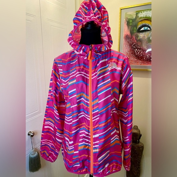 NWOT/ The North Face Girls  Hoodie Windbreaker Multi Color pink EUC 🌬️🩷 - Picture 9 of 13
